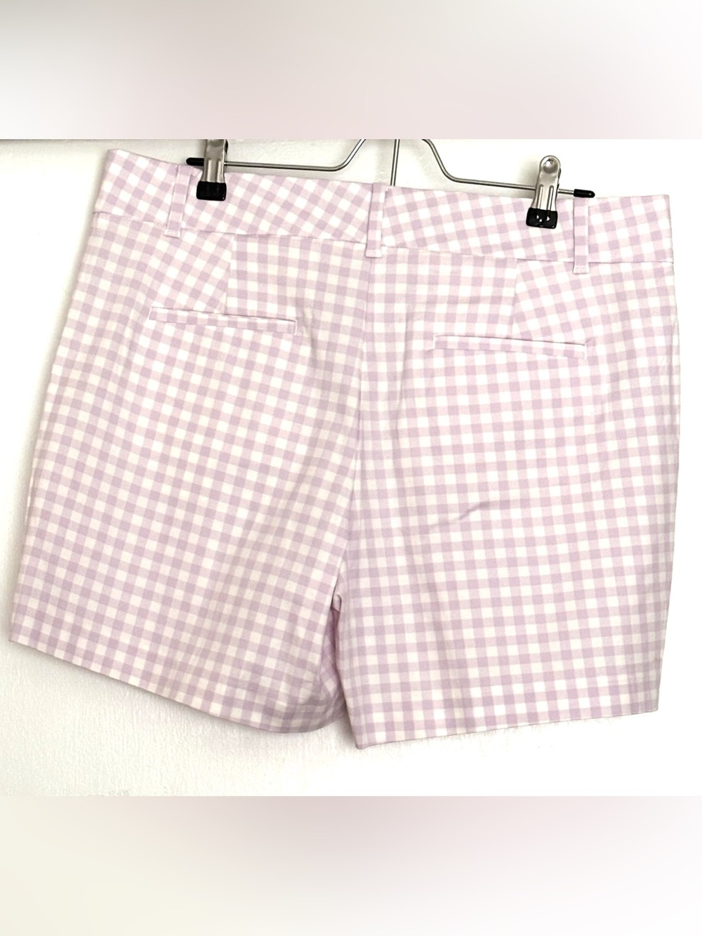 Ann Taylor City Shorts Lavender White Gingham Size 10 - Picture 2 of 4